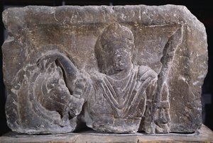 Capitello dal Pilastro dei Nautes raffigurante un uomo e una testa di cavallo, 14-37 d.C.